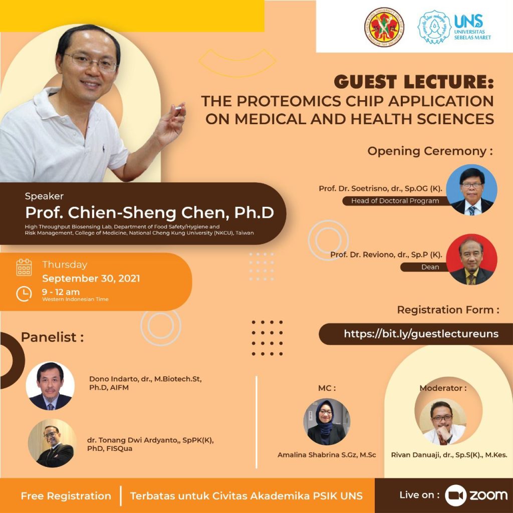 Guest Lecture: THE PROTEOMICS CHIP APPLICATION ON MEDICAL AND HEALTH SCIENCES