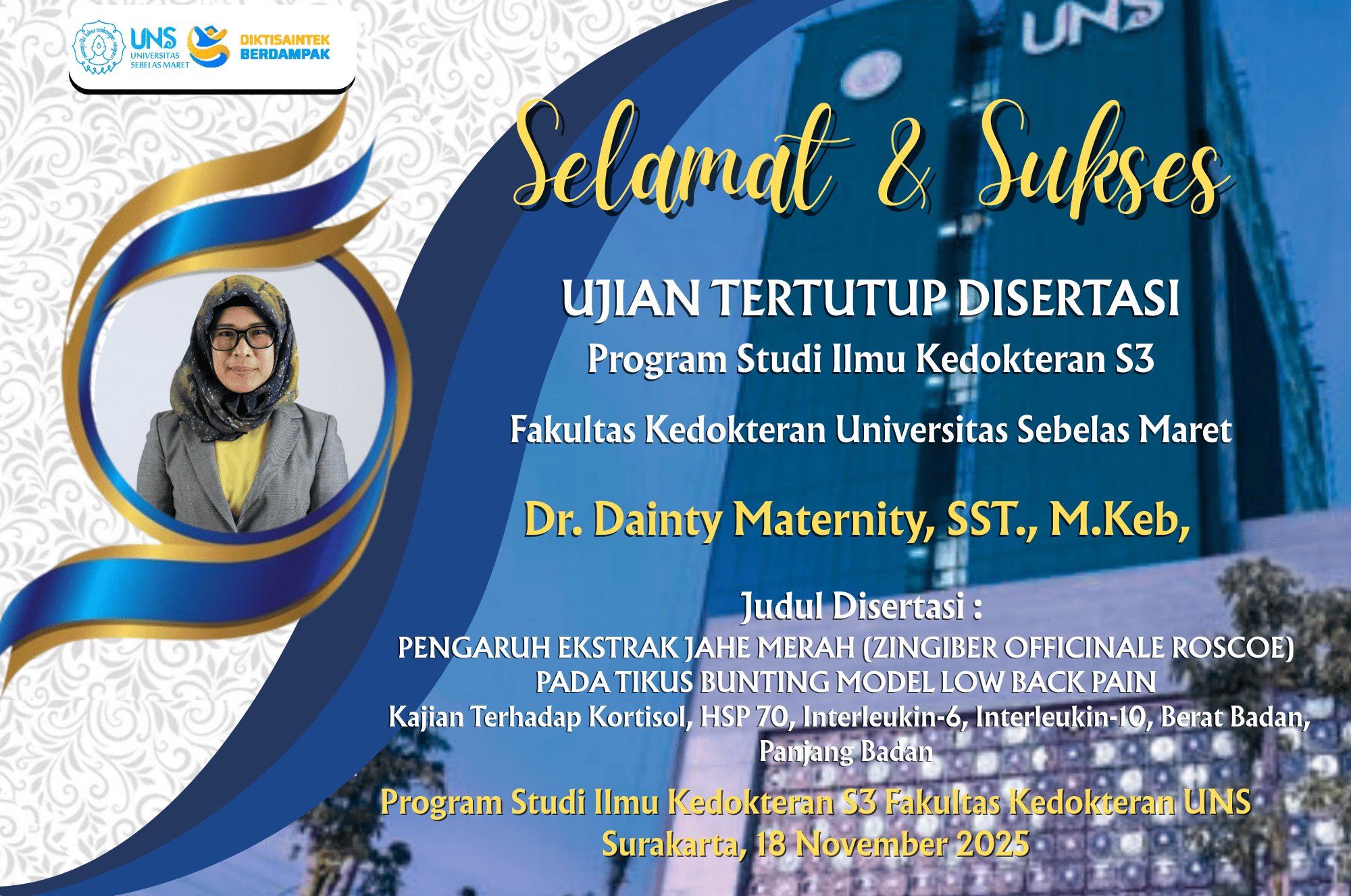 UJIAN TERTUTUP DISERTASI Dr. Dainty Maternity, SST., M.Keb,