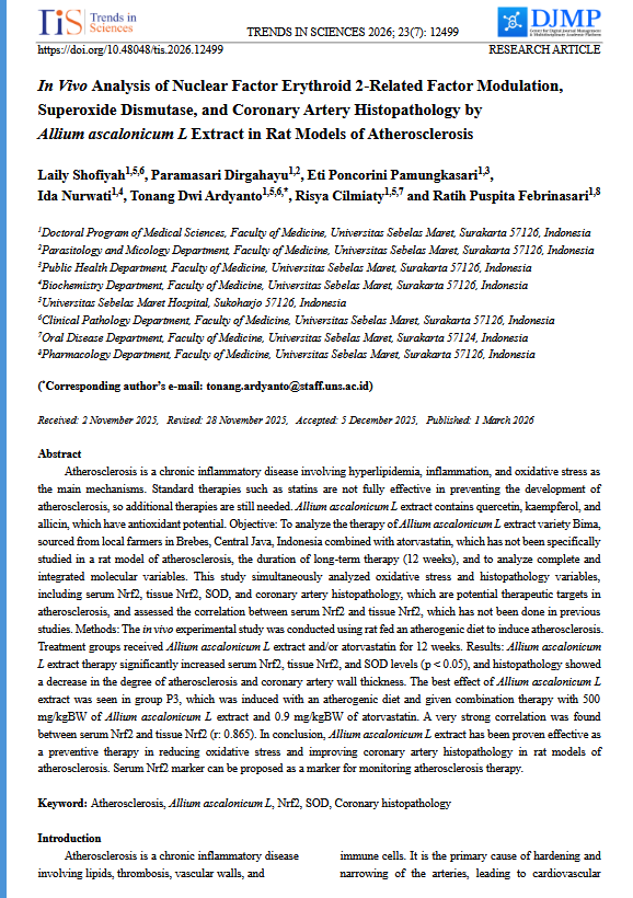In Vivo Analysis of Nuclear Factor Erythroid 2-Related Factor Modulation,Superoxide Dismutase, and Coronary Artery Histopathology byAllium ascalonicum L Extract in Rat Models of Atherosclerosis