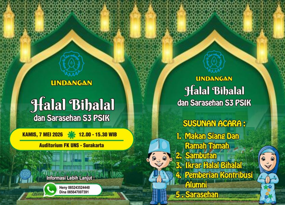 UNDANGAN SARASEHAN & HALAL BIHALAL PROGRAM STUDI ILMU KEDOKTERAN S3 FAKULTAS KEDOKTERAN UNS