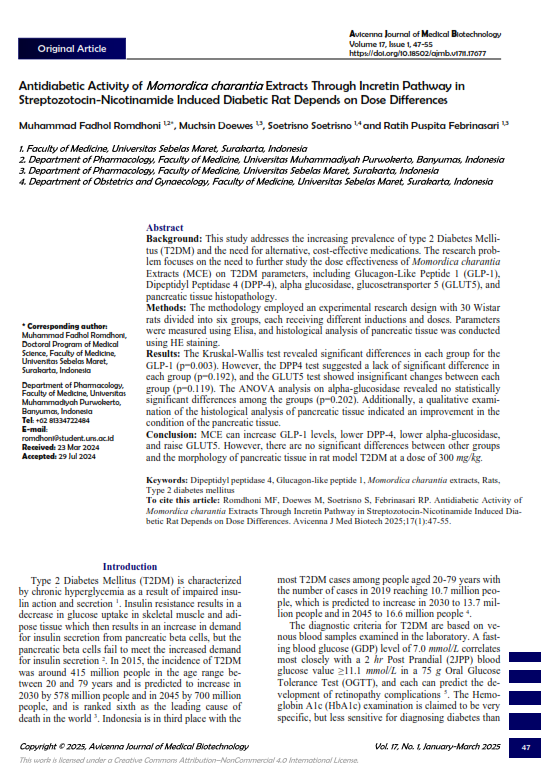 Antidiabetic Activity of Momordica charantia Extracts Through Incretin Pathway in Streptozotocin-Nicotinamide Induced Diabetic Rat Depends on Dose Differences