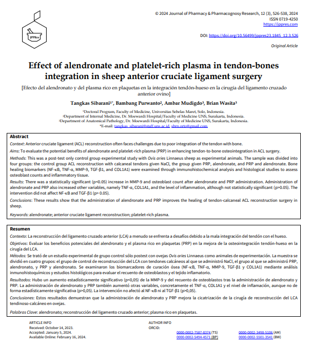Effect of alendronate and platelet-rich plasma in tendon-bones integration in sheep anterior cruciate ligament surgery