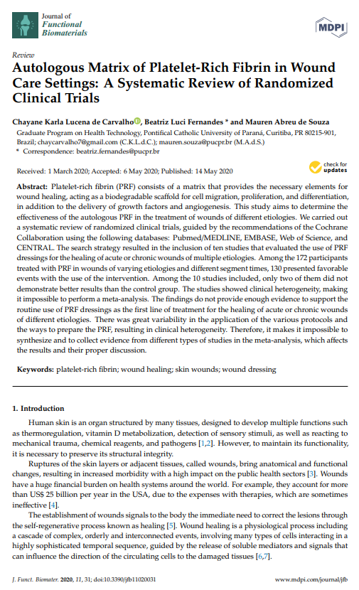 Autologous Matrix of Platelet-Rich Fibrin in Wound Care Settings: A Systematic Review of Randomized Clinical Trials