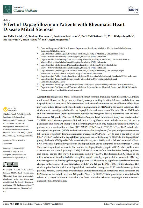 Effect of Dapagliflozin on Patients with Rheumatic Heart Disease Mitral Stenosis