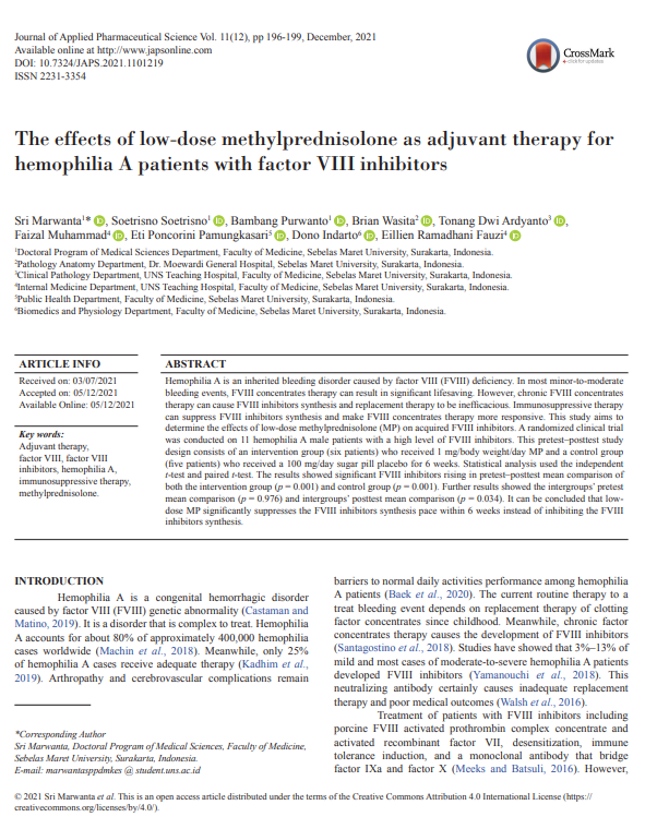 The effects of low-dose methylprednisolone as adjuvant therapy for hemophilia A patients with factor VIII inhibitors