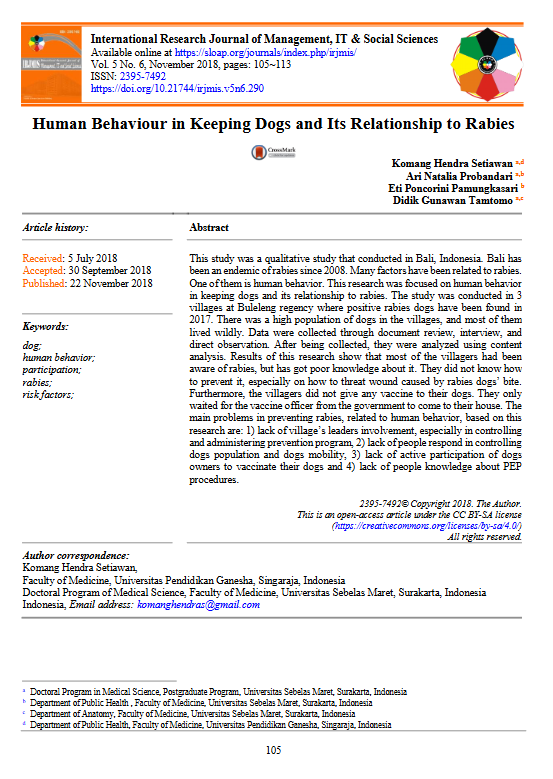Human behaviour in keeping dogs and its relationship to rabies